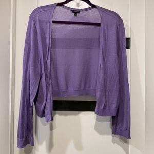 Talbots Semi-Sheer Rayon Open Shrug Crop Cardigan 3/4-Sleeve Wisteria Large
